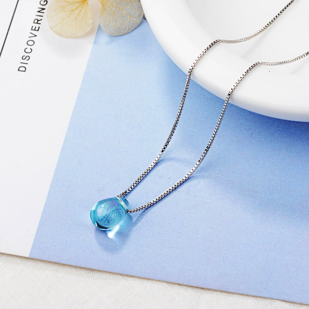INS3284-Fashion Mermaid Necklace Beach Ocean Sea Necklace Mermaid Mermaid's Tears Sea Sand Waterdrop Pendant Necklace