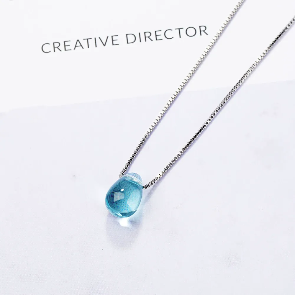 INS3284-Fashion Mermaid Necklace Beach Ocean Sea Necklace Mermaid Mermaid's Tears Sea Sand Waterdrop Pendant Necklace