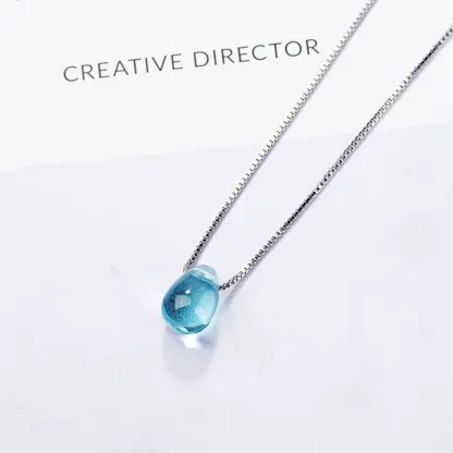 INS3284-Fashion Mermaid Necklace Beach Ocean Sea Necklace Mermaid Mermaid's Tears Sea Sand Waterdrop Pendant Necklace