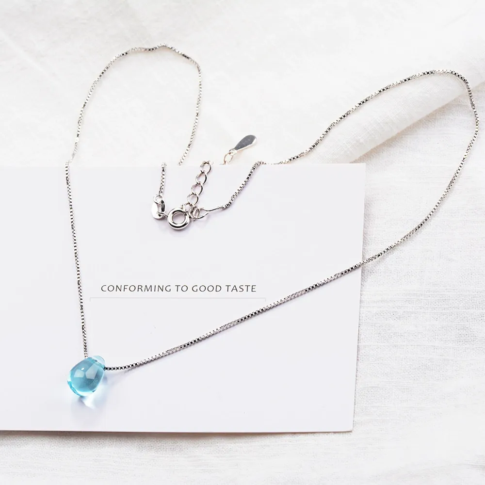 INS3284-Fashion Mermaid Necklace Beach Ocean Sea Necklace Mermaid Mermaid's Tears Sea Sand Waterdrop Pendant Necklace