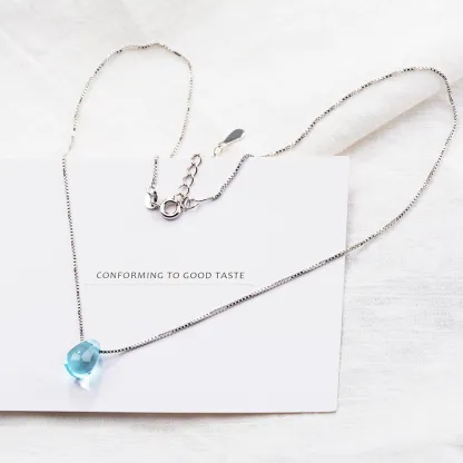 INS3284-Fashion Mermaid Necklace Beach Ocean Sea Necklace Mermaid Mermaid's Tears Sea Sand Waterdrop Pendant Necklace