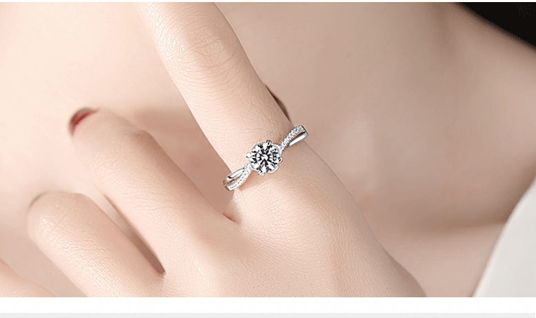 INS1003-AGVANA Symphony of Vows 0.4-1.14 Ct. Tw. Lab Grown Diamond Petite Twisted Vine Ring in Sterling Silver (0.3-1 Carat Main Stone) Engagement Promise Anniversary Wedding Ring for Women (D-E, VS Clarity)