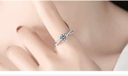 INS1003-AGVANA Symphony of Vows 0.4-1.14 Ct. Tw. Lab Grown Diamond Petite Twisted Vine Ring in Sterling Silver (0.3-1 Carat Main Stone) Engagement Promise Anniversary Wedding Ring for Women (D-E, VS Clarity)