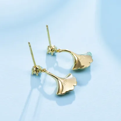INS2383-Large Gold Earrings for Women, Chunky Gold Statement Drop Dangle Earring Maple Leave Ginko Leaf Jewelry Gifts
