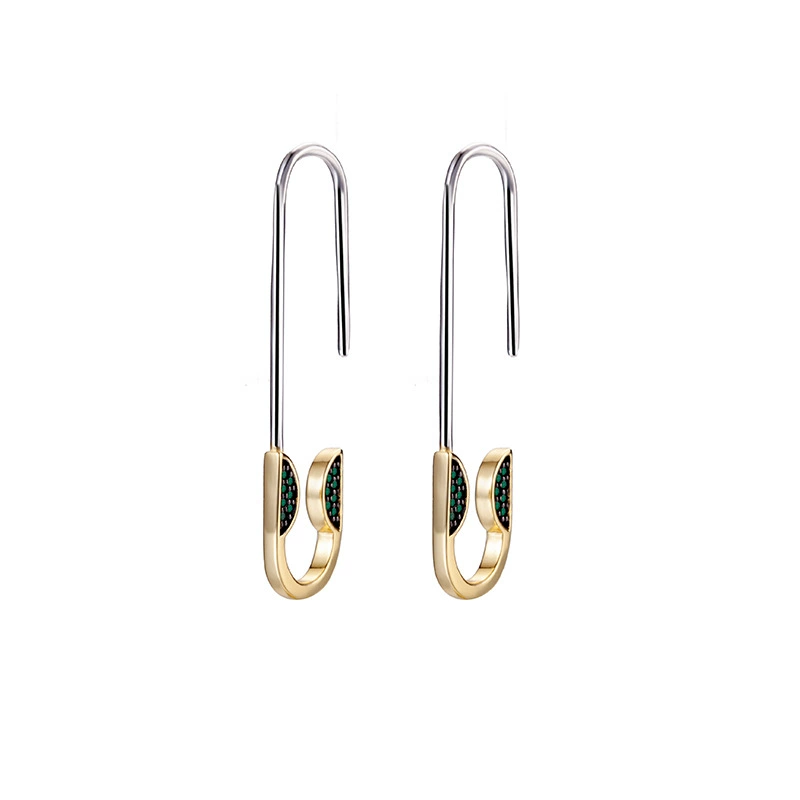 INS2354-Paper Clip Earrings Safety Pin Earrings for Women 14K Gold Plated Safety Pin Earrings
