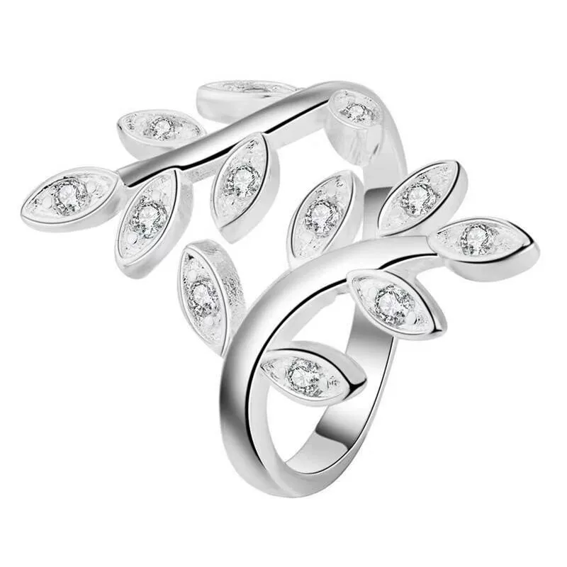 INS1091-Leaf Enamel Rings Adjustable Branch Ring Leaves Open Rings Jewelry Gifts for Woman Lovers