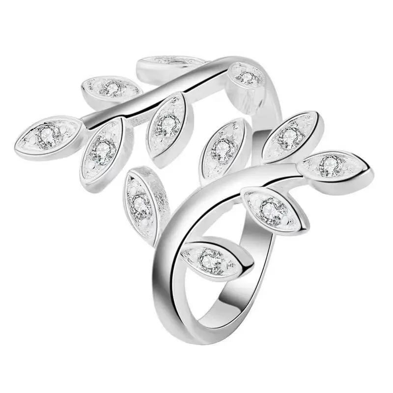 INS1091-Leaf Enamel Rings Adjustable Branch Ring Leaves Open Rings Jewelry Gifts for Woman Lovers