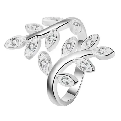 INS1091-Leaf Enamel Rings Adjustable Branch Ring Leaves Open Rings Jewelry Gifts for Woman Lovers