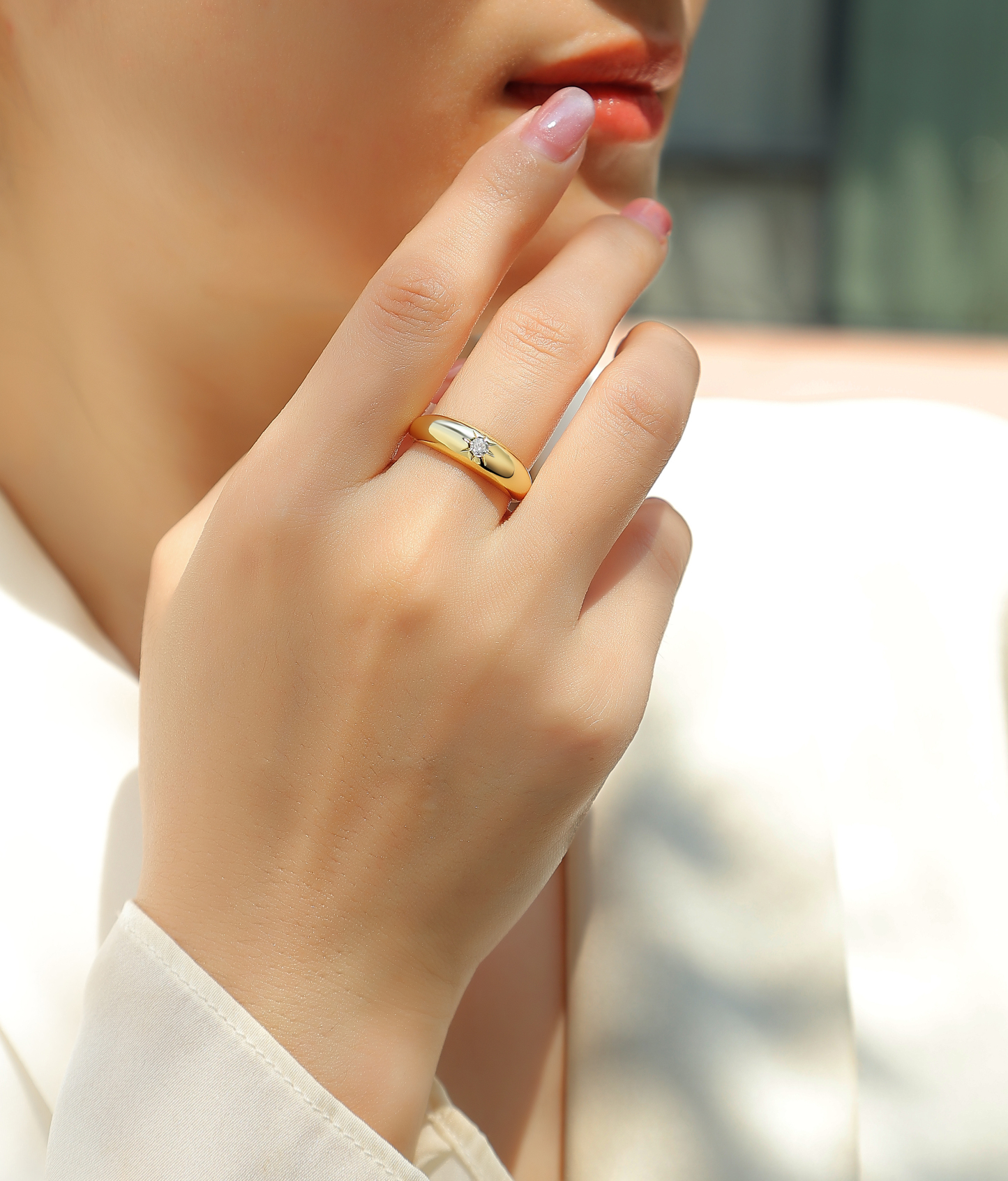 Z001-SR14694Y01-Diamond Wrapped Golden Thread Ring-Women's