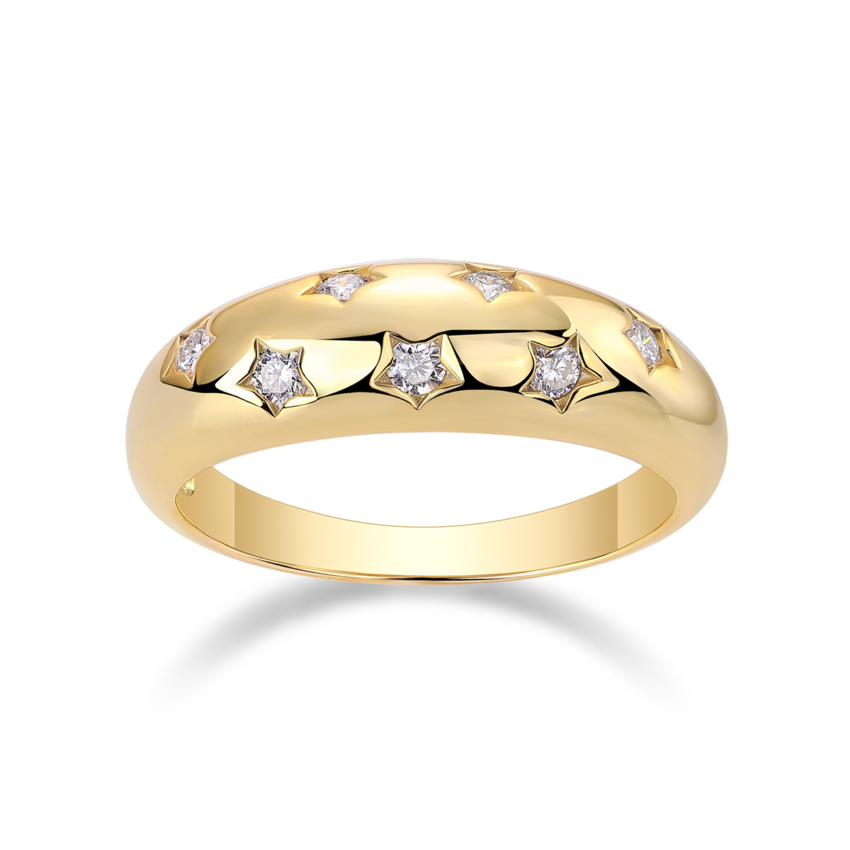 Z001-SR14696Y01-Gold Twisted Diamond Rhyme Ring-Women's
