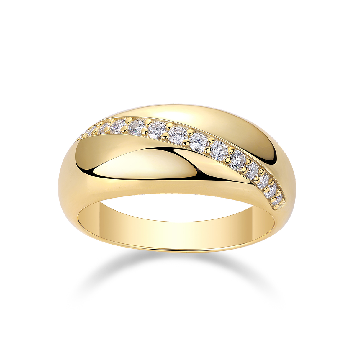 Z001-SR14701Y01-Twisted Gold Diamond Shadow Ring-Women's