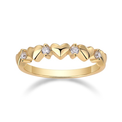 Z001-SR14904Y01-Twisted Spiral Diamond Shining Gold Ring-Women's