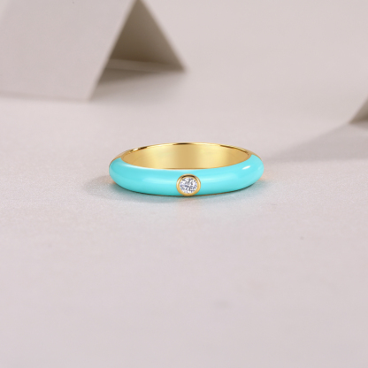 Z001-SR14880Y01-Gold Twisted Diamond Sparkle Ring-Women's