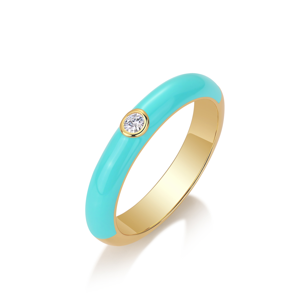 Z001-SR14880Y01-Gold Twisted Diamond Sparkle Ring-Women's