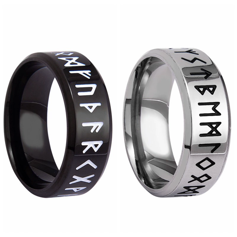 INS1140-Elder Futhark Ring - Nordic Alphabet Design Viking Jewelry Rings