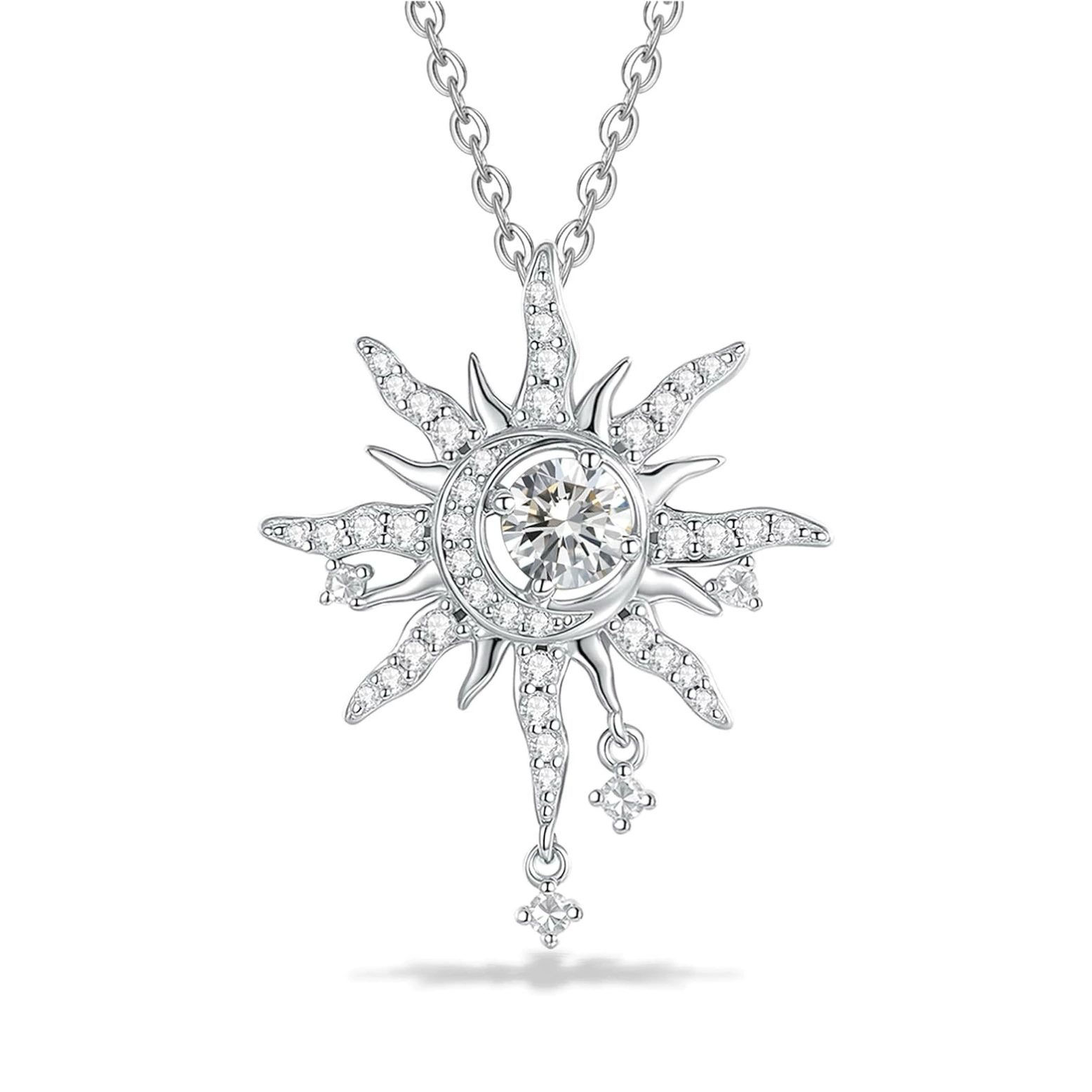INS3175-FANCIME Soluna Nexus Necklace for Women Sterling Silver Moon Jewelry Sun Pendant Fine Jewelry Gemstone Birthday Mothers Day Gifts for Wife
