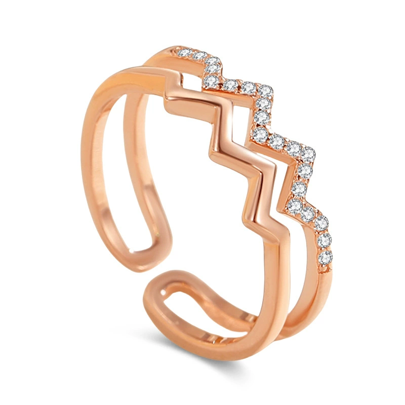 INS1171-To My Sister Daughter Bestie Highs and Lows Double Wave Adjustable Ring, Birthday Christmas Valentines Friendship Gifts for Women