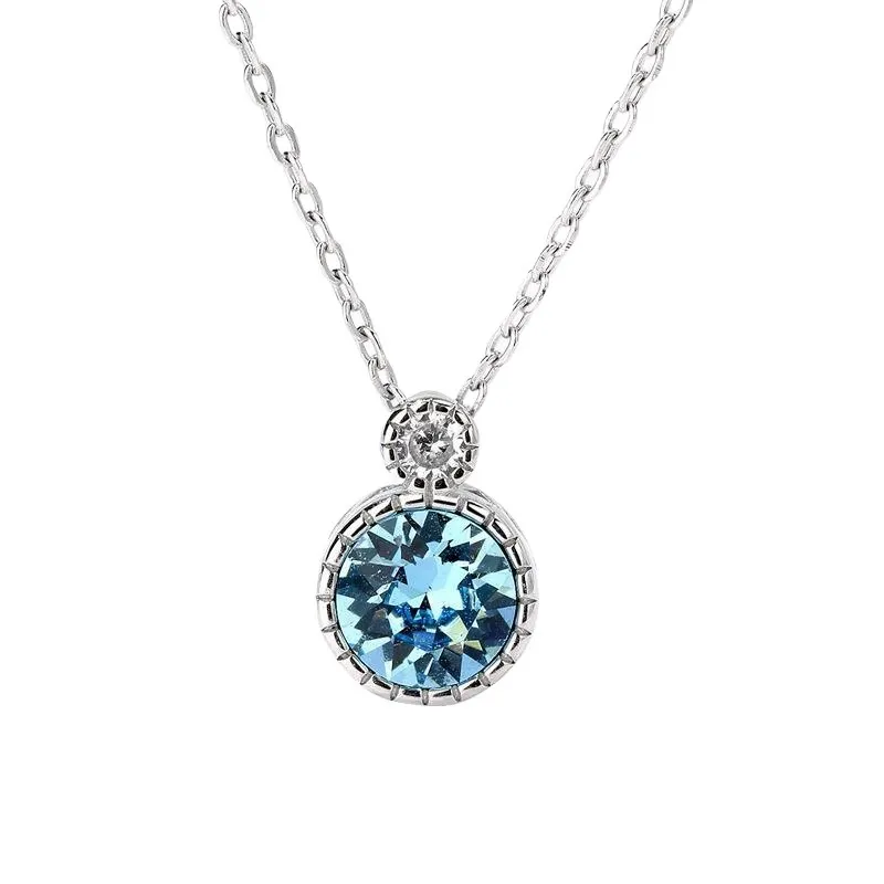 INS3037-Heart of the Ocean Crystal Necklace - Light Luxury Sterling Silver Jewelry, 15.7 inch