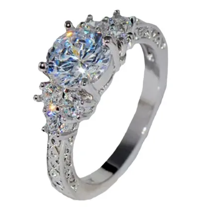 INS1064-Jude Jewelers Platinum Plated Three Stone Wedding Engagement Anniversary Promise Ring