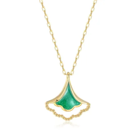 INS3157-CHOW SANG SANG Delicate Gold 18K Rose Gold Enamel Gingko Leaf Bracelet, Necklace for Women 92255B 92255N