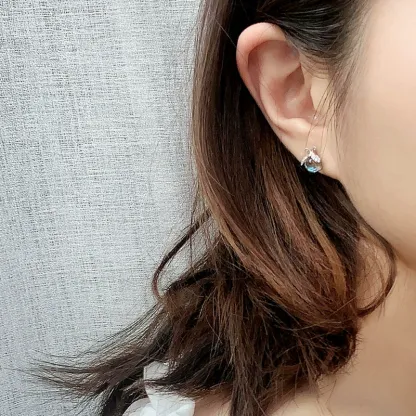 INS2257-Carol&Allen 925 Sterling Silver Stud Earrings Firefly Inlaid Moonstone Cubic Zirconia Glittering Shiny