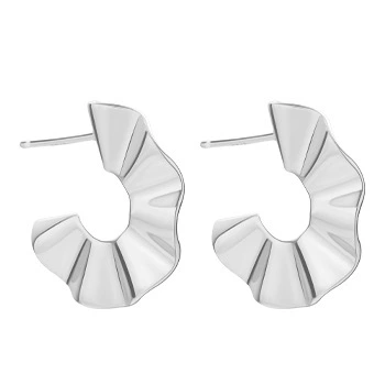 INS2402-Irregular Geometric Asymmetric Half Disc Stud Earrings for Women Dainty Unique Stainless Steel Trendy Chunky Minimalist Statement Studs Hypoallergenic Fashion Jewelry Gifts