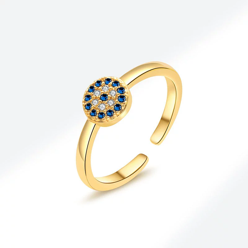 INS1197-S925 Sterling Silver Evil Eye Rings Adjustable Protection Band for Women