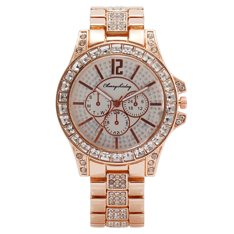 W-1012-Reloj de hombre con tres ojos, escala digital, diamantes de imitación, cuarzo, reloj de mujer-Men