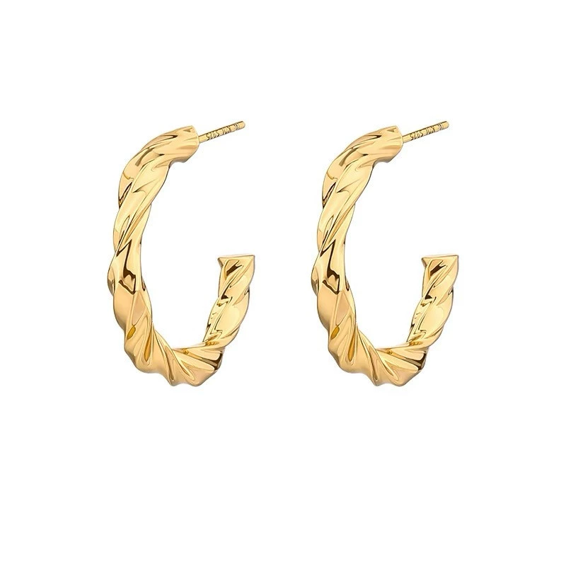 INS2259-S925 Sterling Silver Huggie Earrings for Women Minimalist Hoops Earrings Hypoallergenic for Women Vintage Twisted Hoop Earrings Birthday Party Jewelry