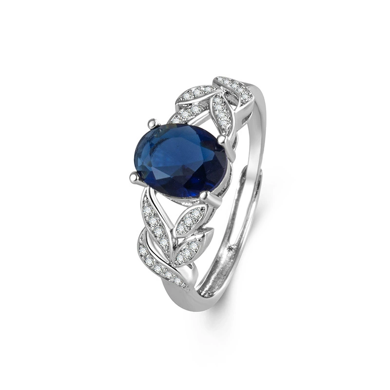 INS1145-"Oval Created Blue Sapphire Rings for Women, Fashion Gemstone Jewelry Adjustable Size "