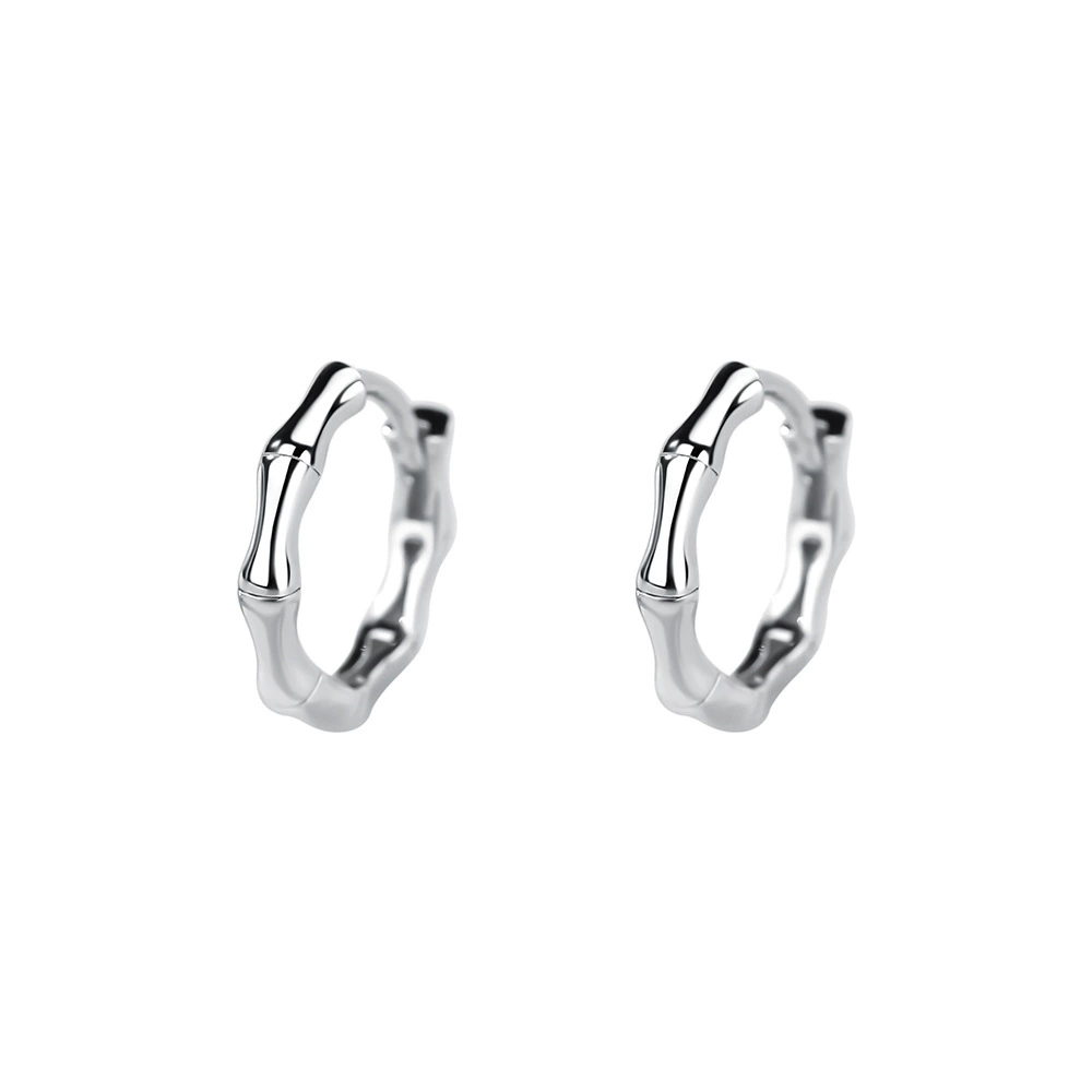 INS2315-Silver Bamboo Hoop Earring for Women Men Dainty Small Bamboo Bone Huggie Earring