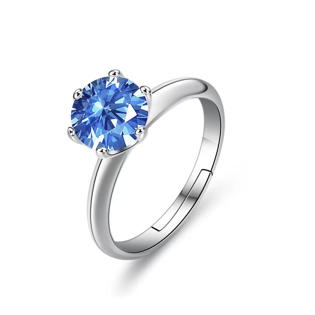 INS1078-Michooyel Moissanite Engagement Ring for Women, 2CT BLACK/PINK/YELLOW/RAINBOW/SEA BLUE/D-E/Crystal AB Moissanite Solitaire Promise Rings, D Color VVS1 Simulated 925 Sterling Silver Rings