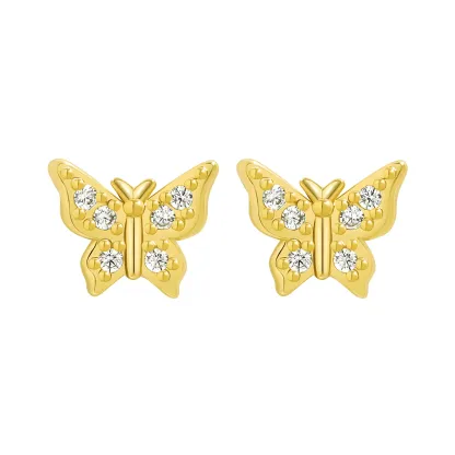 INS2011-PAVOI 14K Gold Plated Dainty Stud Earrings for Women - Sterling Silver Posts Earrings with Cubic Zirconia - Celestial Lightning Bolt, Moon, Star, and Flower Gold Jewelry Gifts