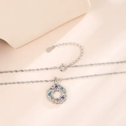 INS3259-14k Gold Necklace with Stunning Rhombus Rainbow Pendant - Women's Delicate Jewelry featuring Colorful Gemstones - Enhances Ladies' Elegance and Charm