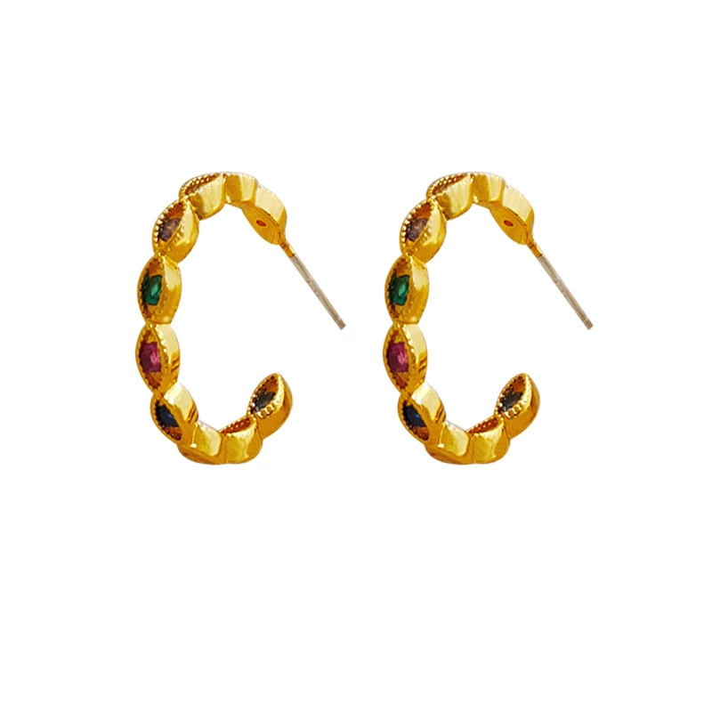 INS2142-Dainty Evil Eye Flower Stud Earrings Cubic Zirconia Crystal Turkish Lucky Amulet for Women Protection Jewelry