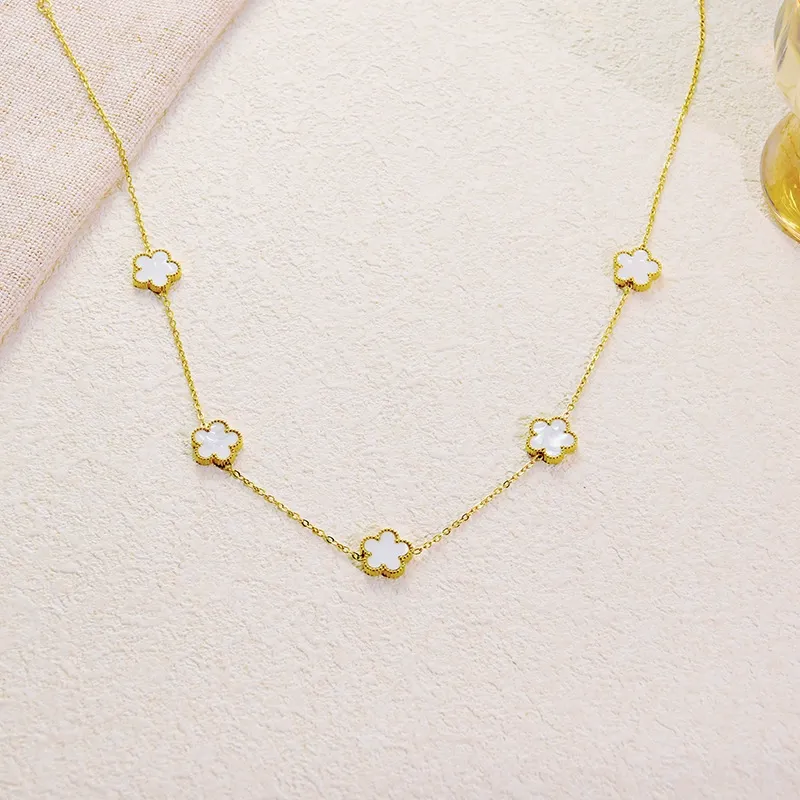 INS3007-18K Gold Plated Four Leaf Clover Necklace For Women Four Leaf Clover Necklace Flower Lucky Pendant Dainty Jewelry