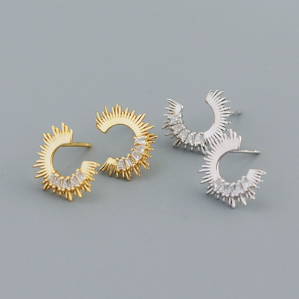 INS2238-Two Tone Small Hoop Huggie Earrings, Gold&Sliver Earrings|Sun Hoop Earrings|Star Cross Dangle with CZ|Square Shell Drop Stud Earrings|14K&18K Gold-Plated Earrings Jewelry Women Birthday Gifts