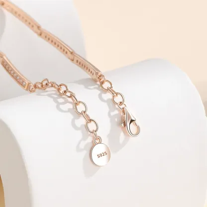 INS4078-S925 Silver Bracelet Women's Design Bamboo Joint Mori Style Full Diamond Square Festival High Bracelet Silver Accessories