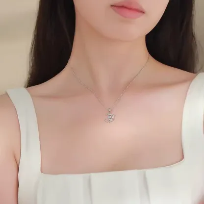 INS3013-Lotus Necklaces for Women 925 Sterling Silver Lotus Flower Necklace Yoga Moonstone Lotus Jewelry for Women Lotus Gifts