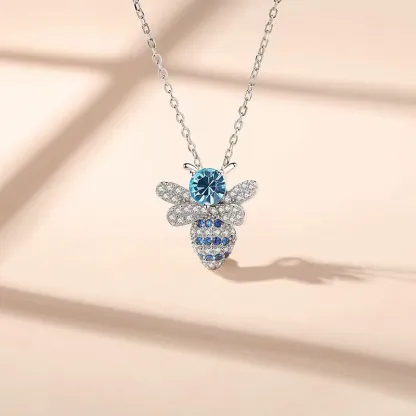 INS3226-Necklaces,925 Delicate Pavé Blue Crystal Cnecklace Women Fashion Party Wjewelry Gift-/