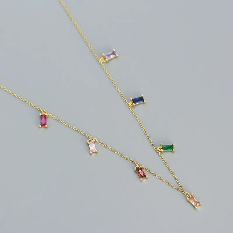 INS3170-Pendant Necklace,Stainless Steel, Colorful Zirconium Inlaid,18 inches