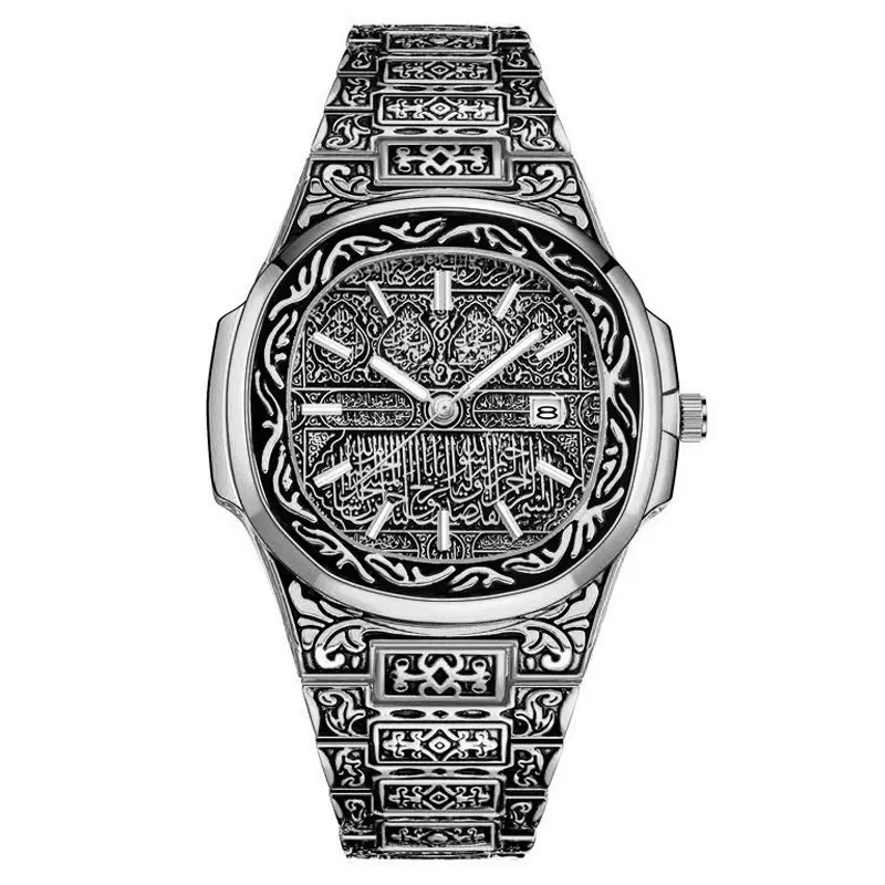 W-1017-" ONOLA Vintage Octagon Watch Mens w/ 42mm Awesome Engraved Watch Dial"-Men