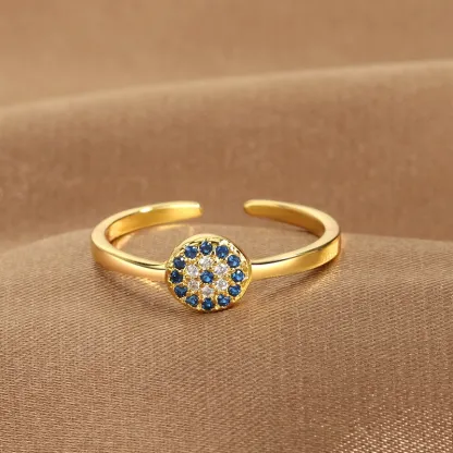 INS1197-S925 Sterling Silver Evil Eye Rings Adjustable Protection Band for Women