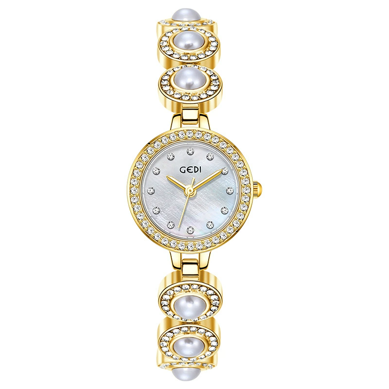 W-2024-OLEVS Watch Women Luxury Small Face Analog Wrist Watches for Women Dainty Waterproof Pearl Diamond Womens Watch with Date Stainless Steel Quartz Bracelet Ladies Dress Watches Reloj para Mujer-Women