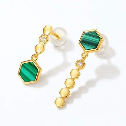 INS2412-14K Gold Plated Chain Dangle Earrings，925 Sterling Silver Stud Earrings for woman