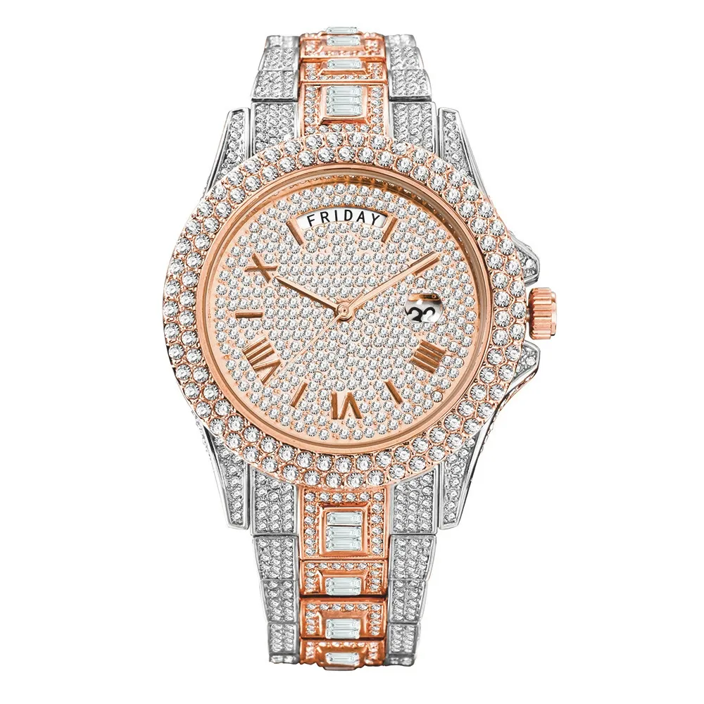 W-1008-Diamond Waterproof Luxury Calendar Dual Watch-Men