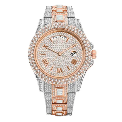 W-1008-Diamond Waterproof Luxury Calendar Dual Watch-Men