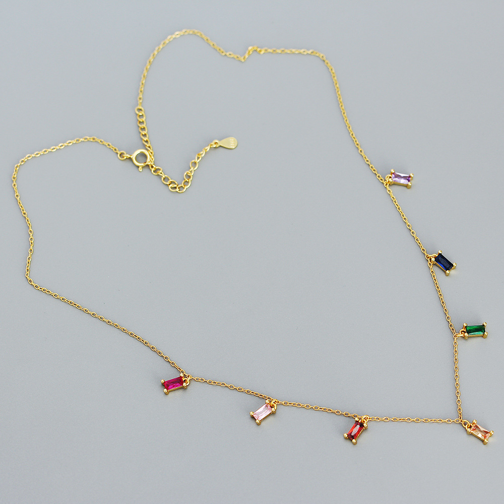 INS3170-Pendant Necklace,Stainless Steel, Colorful Zirconium Inlaid,18 inches