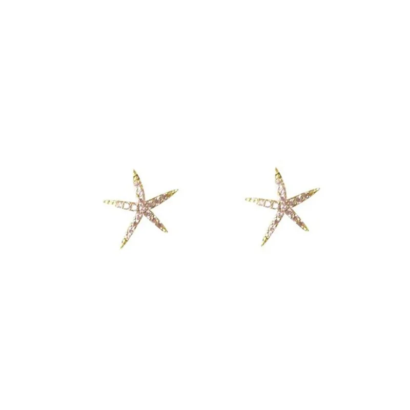 INS2307-S925 Sterling Silver Starfish & Shell & Pearl & Turtle Stud Earrings for Women Hypoallergenic Beach Jewelry, Summer Cartilage Earrings