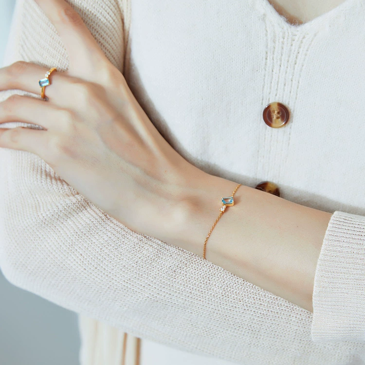 INS4104-Birthstone Bracelet for Women 14k Gold Plated Birth Stone Charms Bracelet Dainty Gold Bracelet Fashion Jewelry Birthday for Mother Friends Wife Anniversary